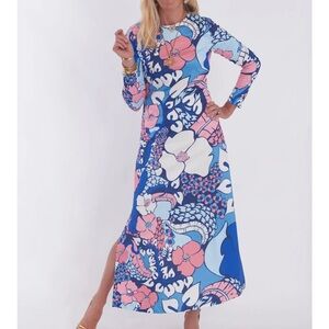 CK Bradley Ashton Dress Narnia Wildberry  Maxi Jersey Long Sleeve Sz S NEW